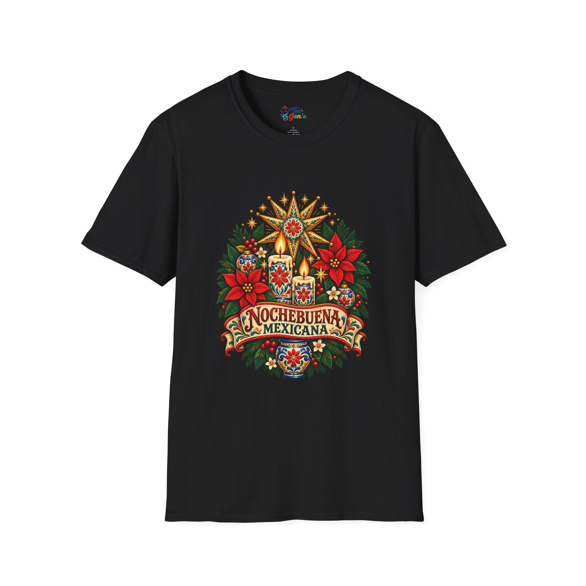 Playera Nochebuena Mexicana – Velas y Flores Navideñas