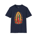Playera Virgen de Guadalupe Geométrica con Rosas Mexicanas