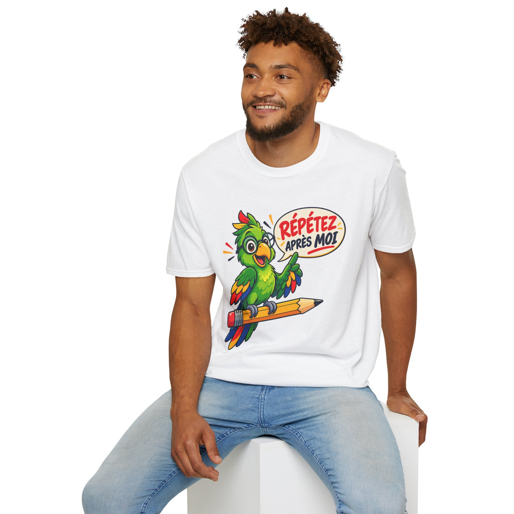T-shirt professeur de FLE Répétez après moi prononciation