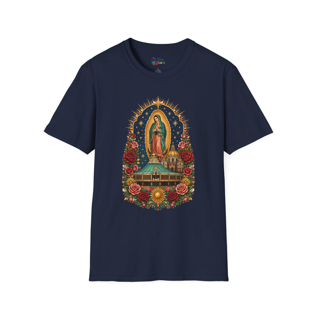 Playera Basílica de Guadalupe con Rosas y Estrellas