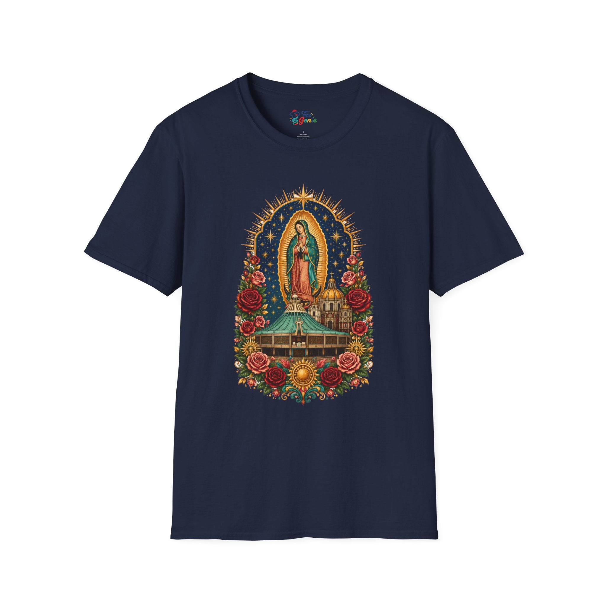 Playera Basílica de Guadalupe con Rosas y Estrellas