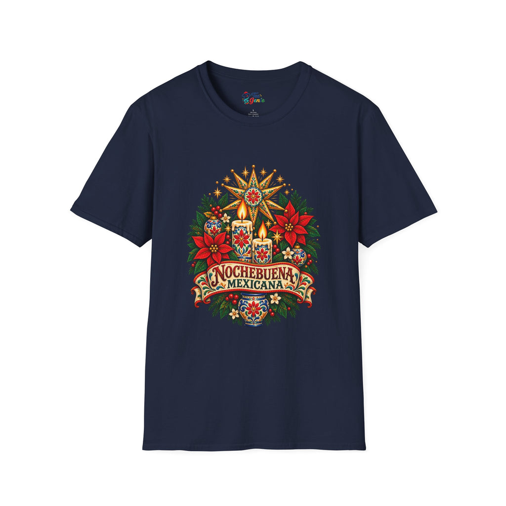 Playera Nochebuena Mexicana – Velas y Flores Navideñas