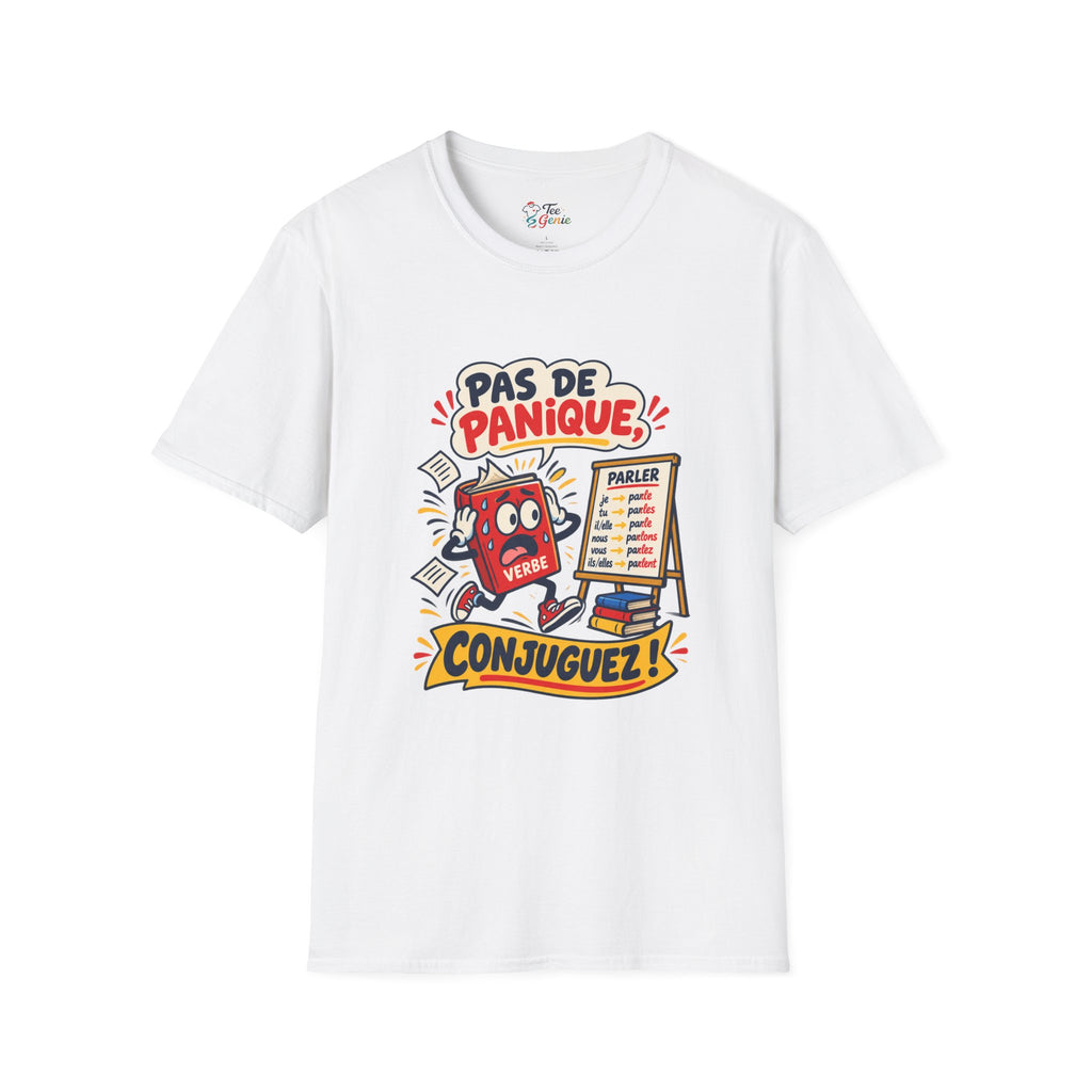 T-shirt professeur de FLE Pas de panique conjuguez