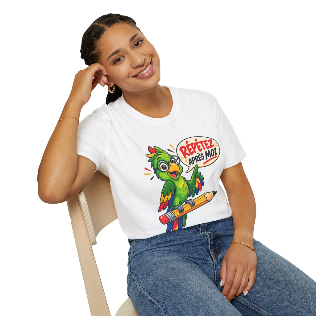 T-shirt professeur de FLE Répétez après moi prononciation