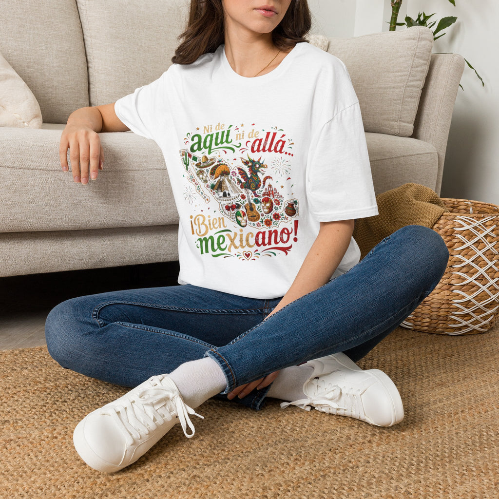 Playera Ni de aqui ni de alla bien mexicano