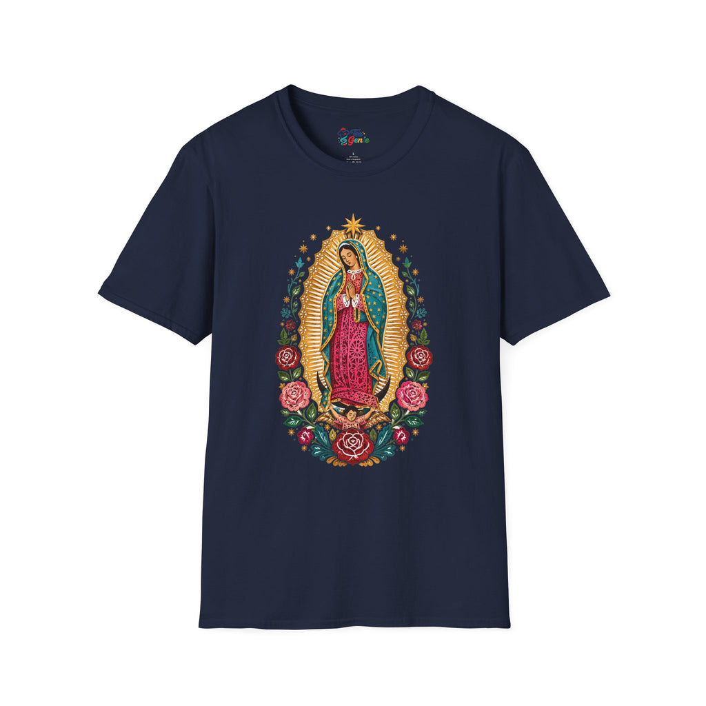 Playera Virgen de Guadalupe Estilo Papel Picado Mexicano