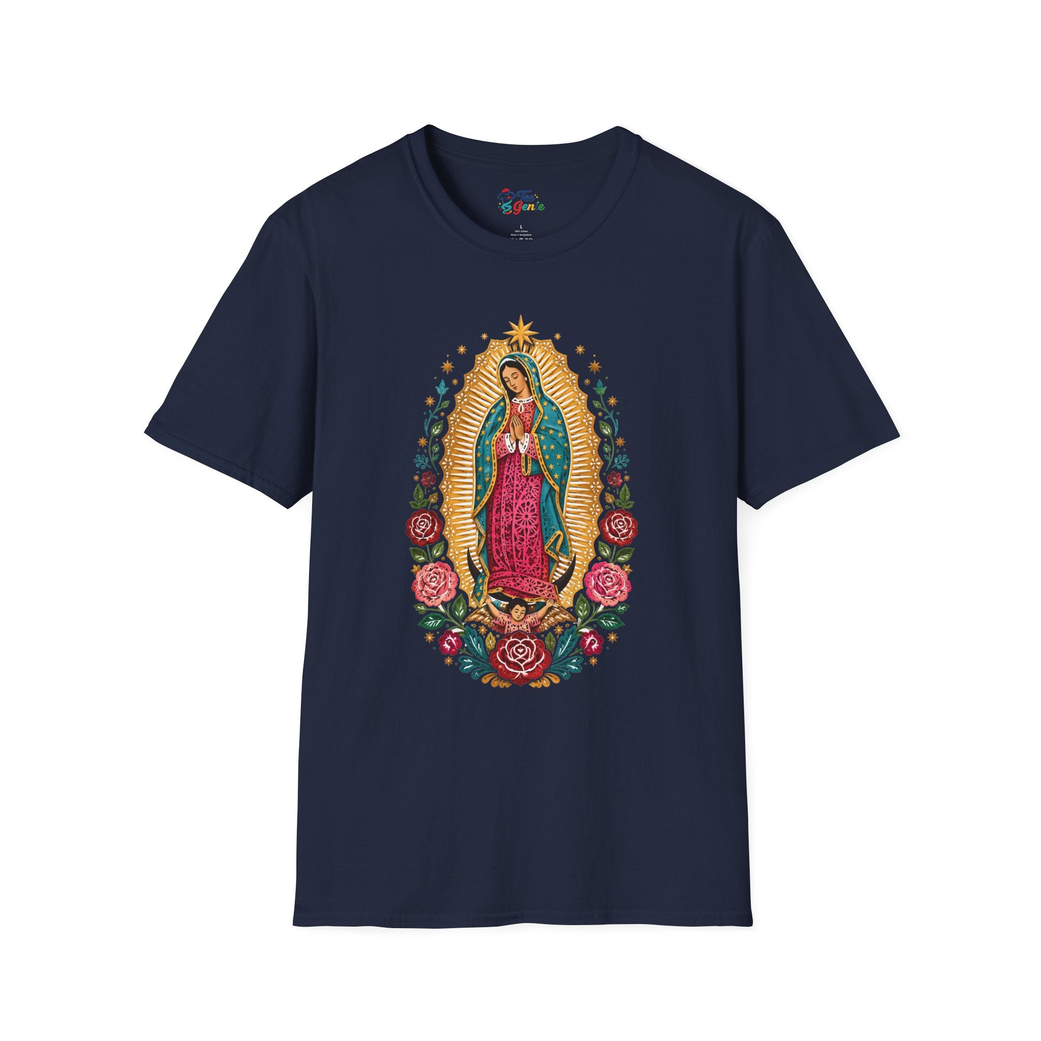 Playera Virgen de Guadalupe Estilo Papel Picado Mexicano