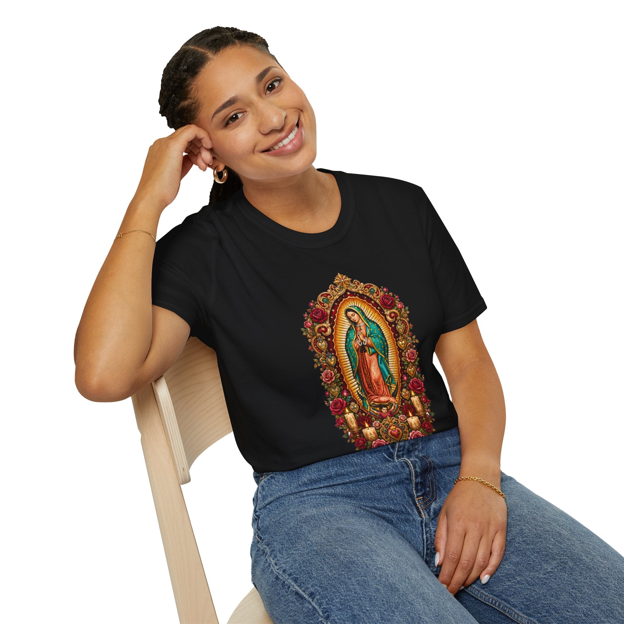 Playera Virgen de Guadalupe con Estrella, Agave y Rosas