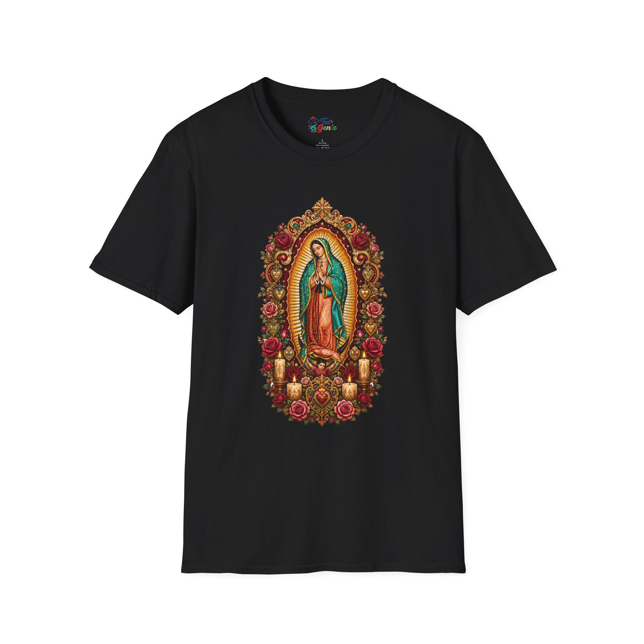 Playera Virgen de Guadalupe con Estrella, Agave y Rosas
