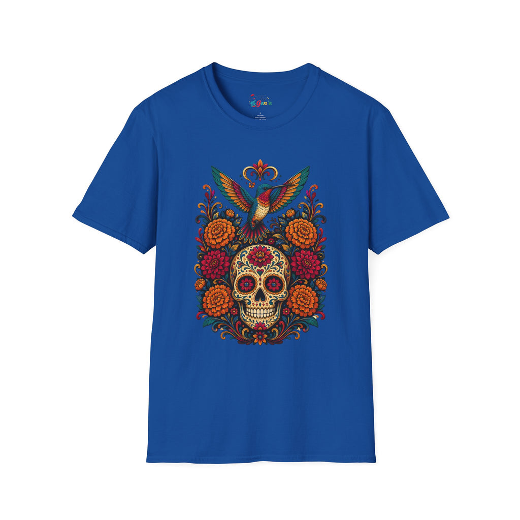 Playera Día de Muertos Colibrí y Calavera