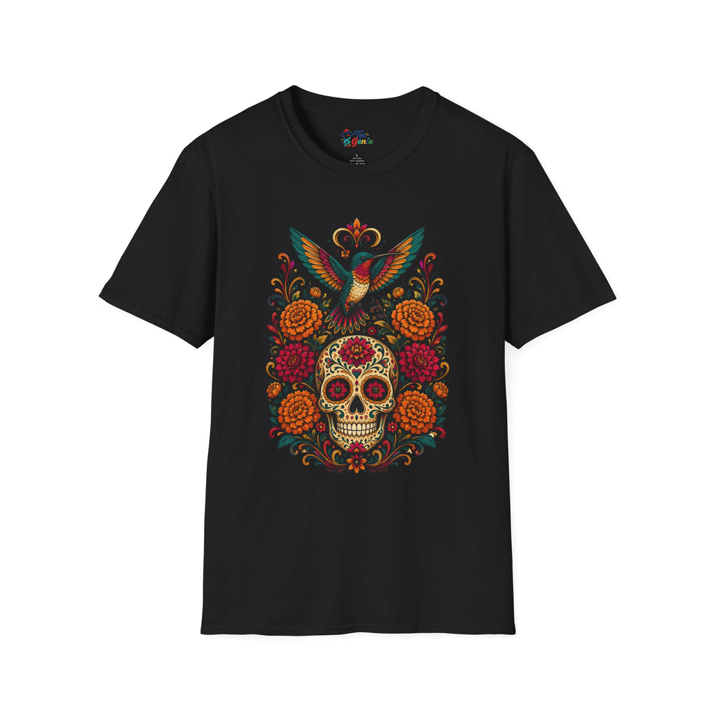 Playera Día de Muertos Colibrí y Calavera