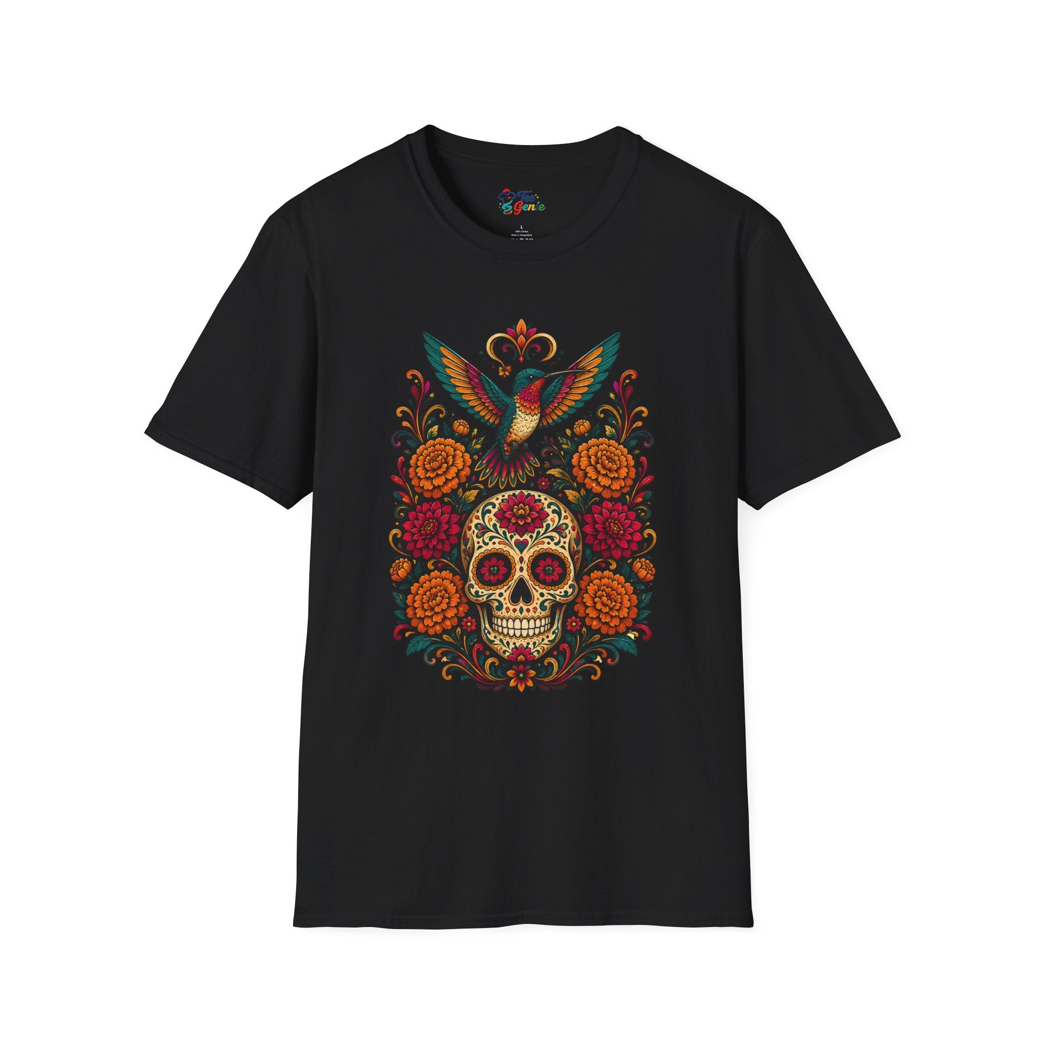Playera Día de Muertos Colibrí y Calavera