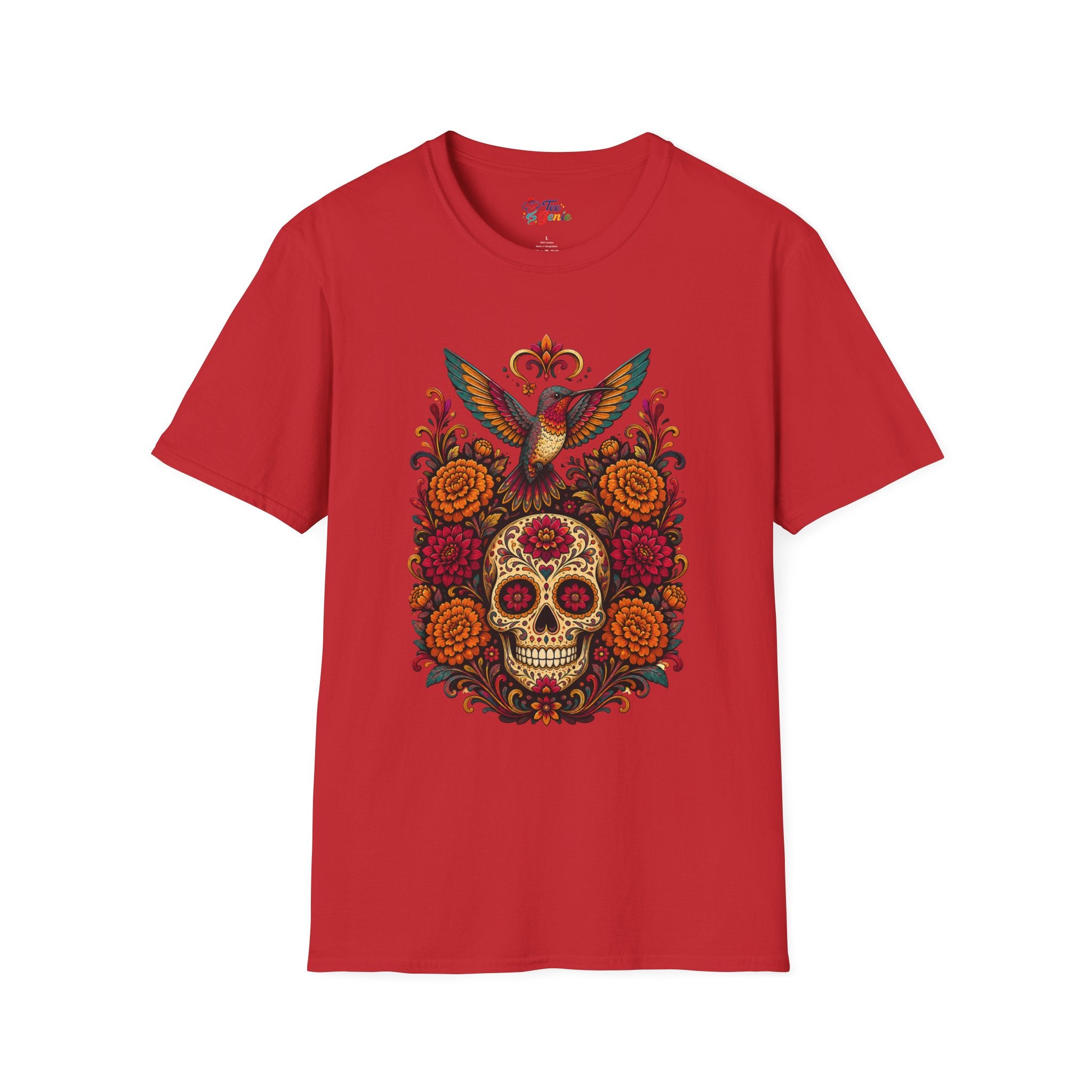 Playera Día de Muertos Colibrí y Calavera