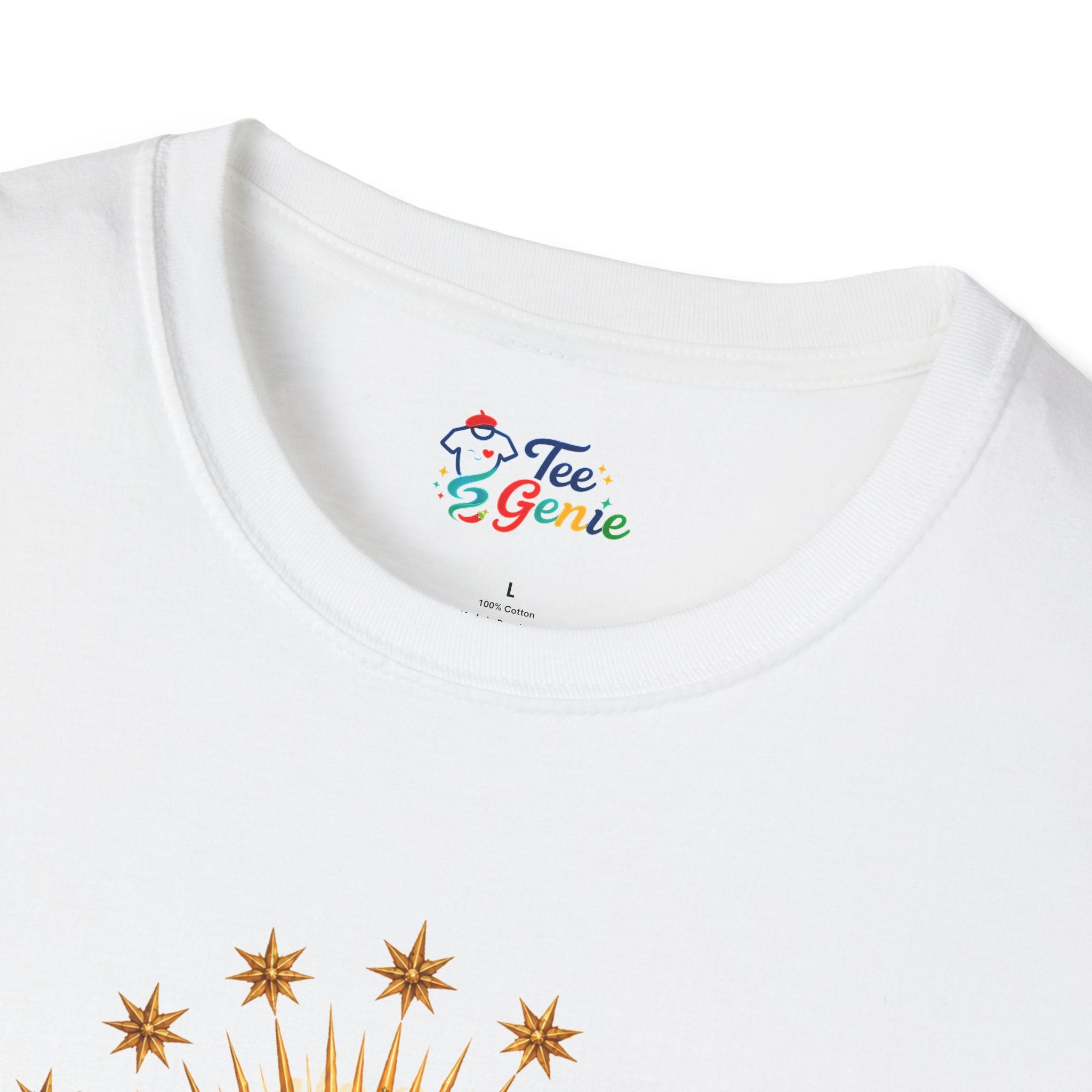 Playera Virgen de Guadalupe con Manto, Rosas y Luna Dorada