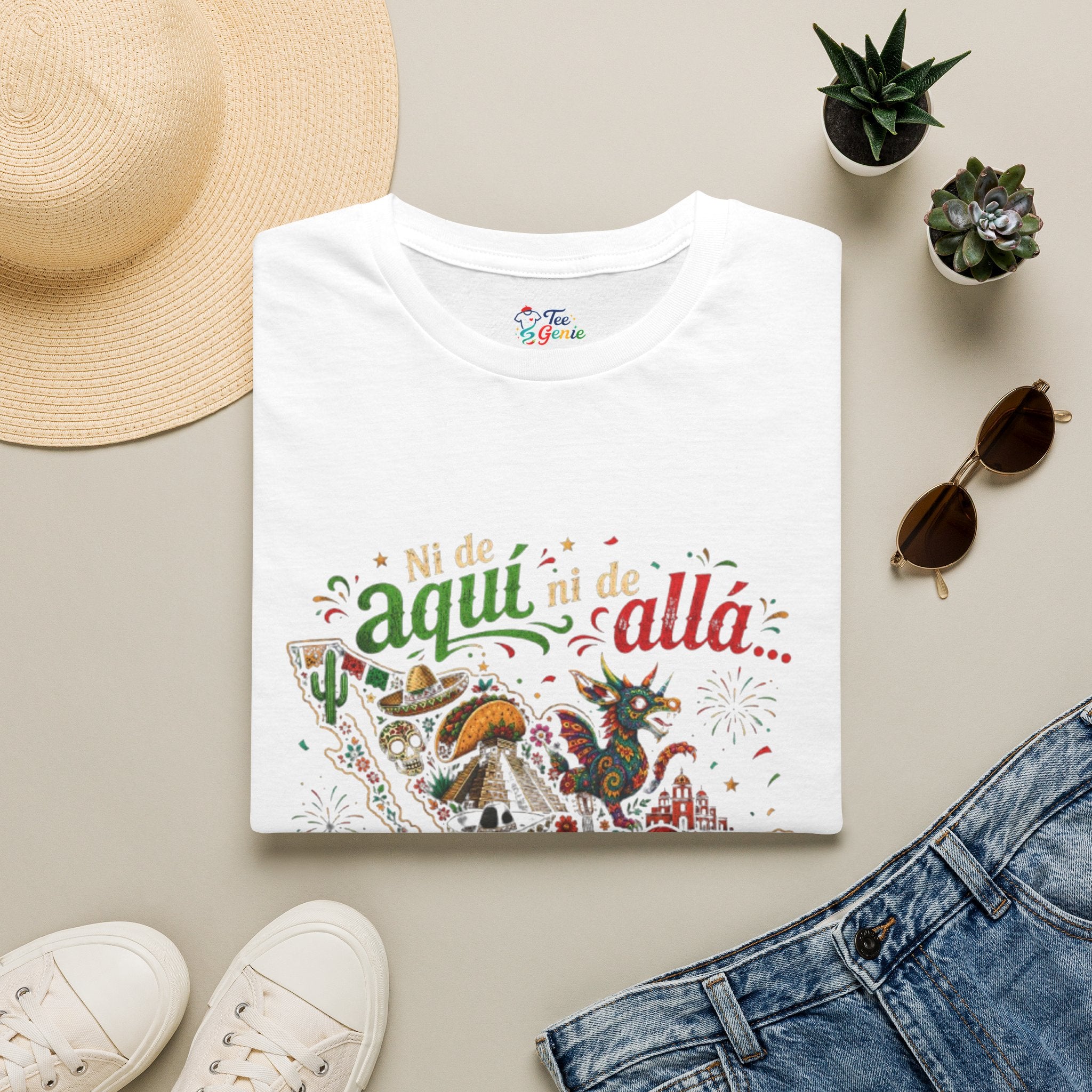 Playera Ni de aqui ni de alla bien mexicano