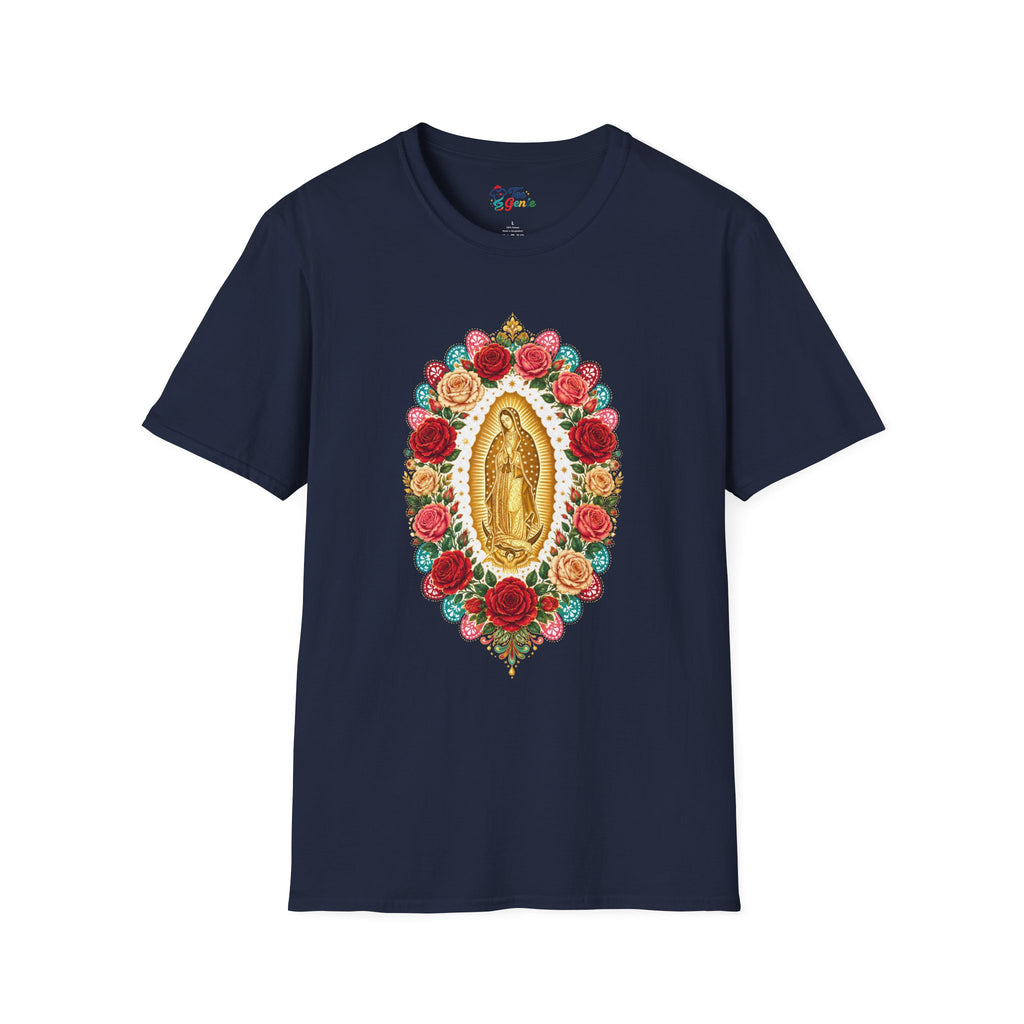 Playera Virgen de Guadalupe con Rosas y Arte Popular Mexicano