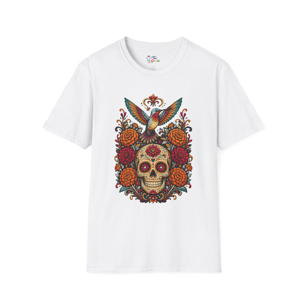 Playera Día de Muertos Colibrí y Calavera