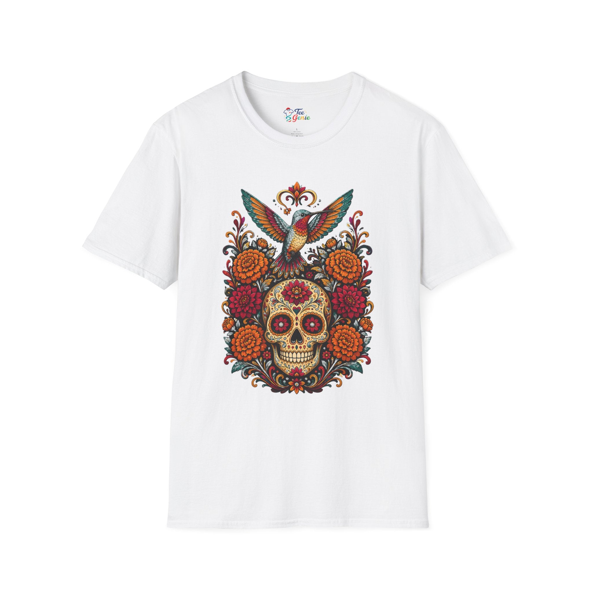 Playera Día de Muertos Colibrí y Calavera