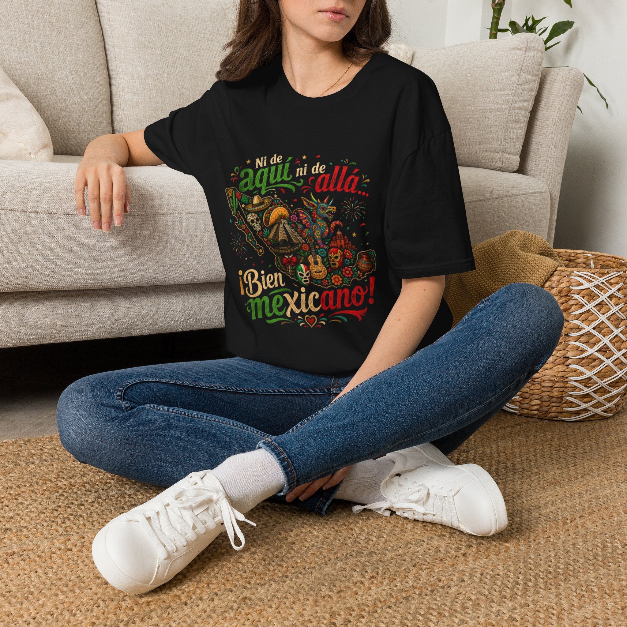 Playera Ni de aqui ni de alla bien mexicano