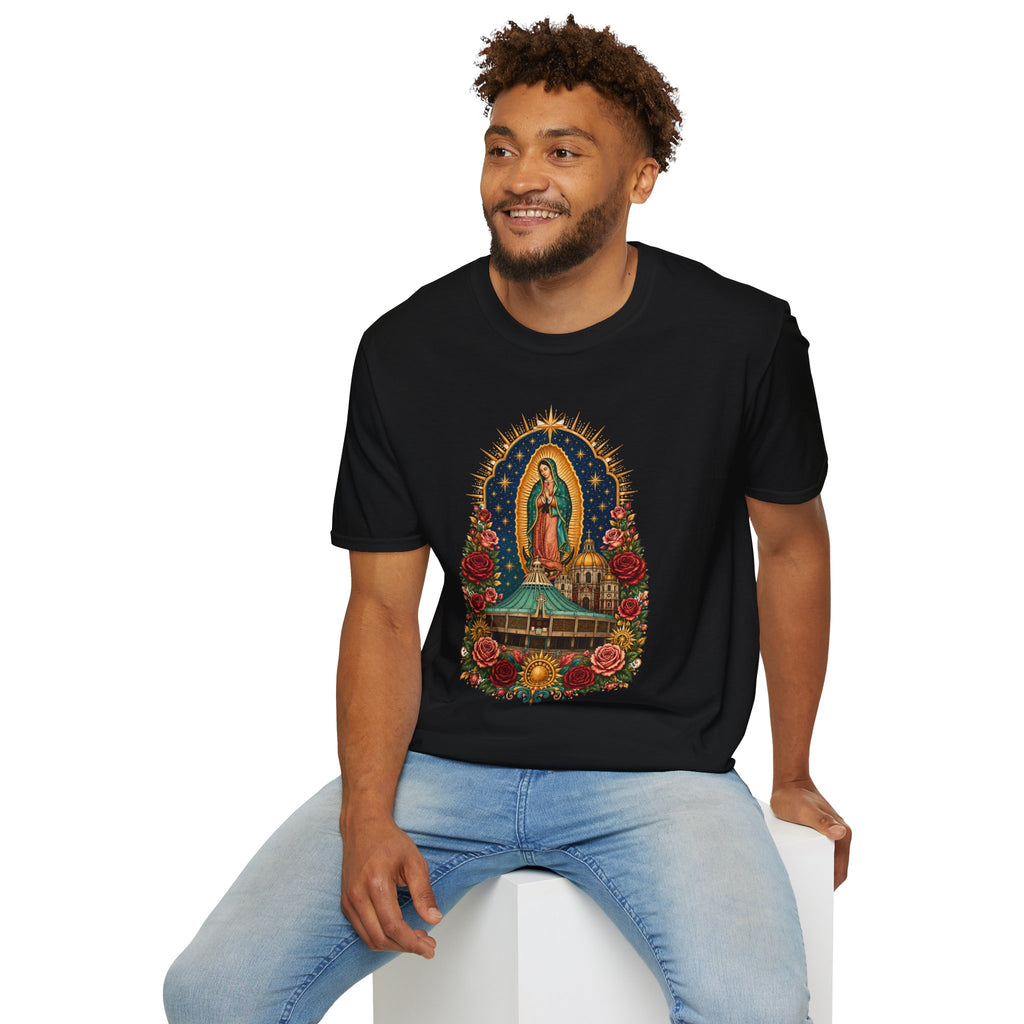 Playera Basílica de Guadalupe con Rosas y Estrellas