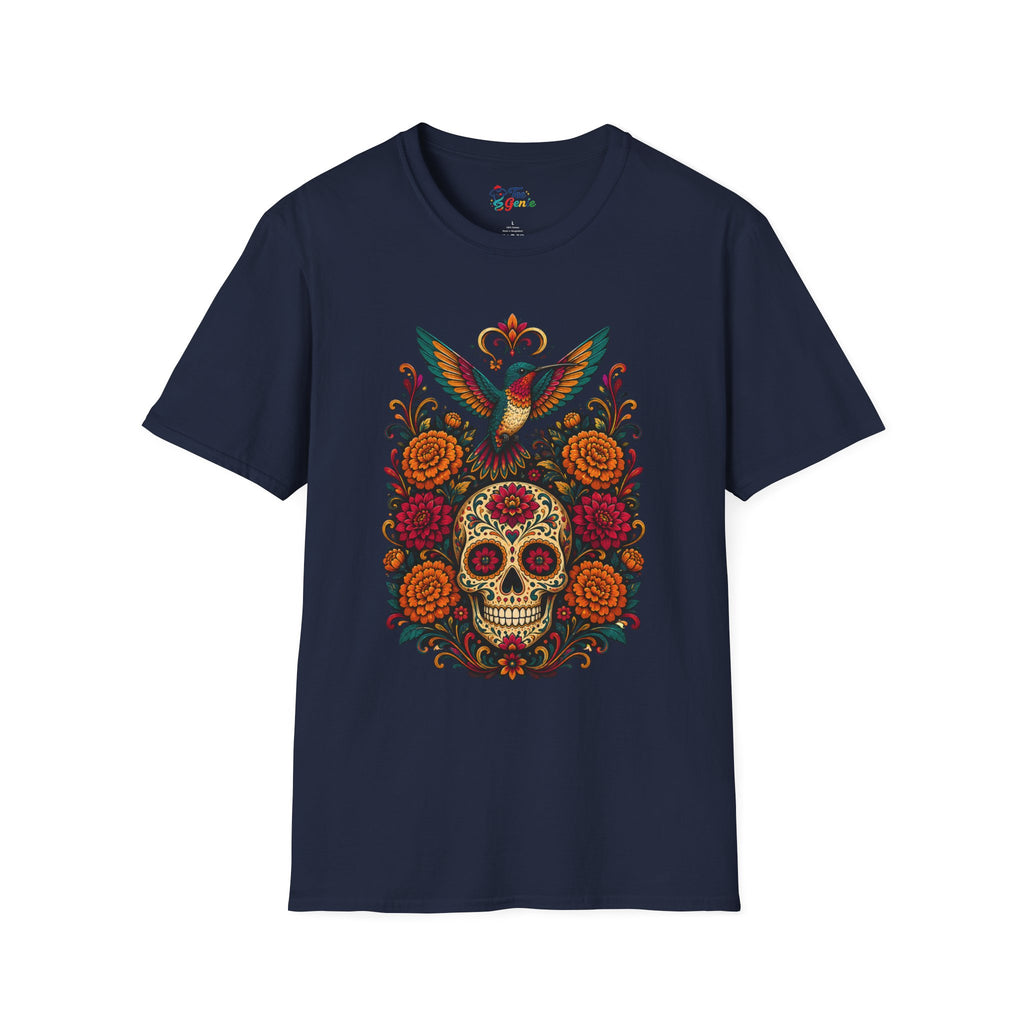 Playera Día de Muertos Colibrí y Calavera