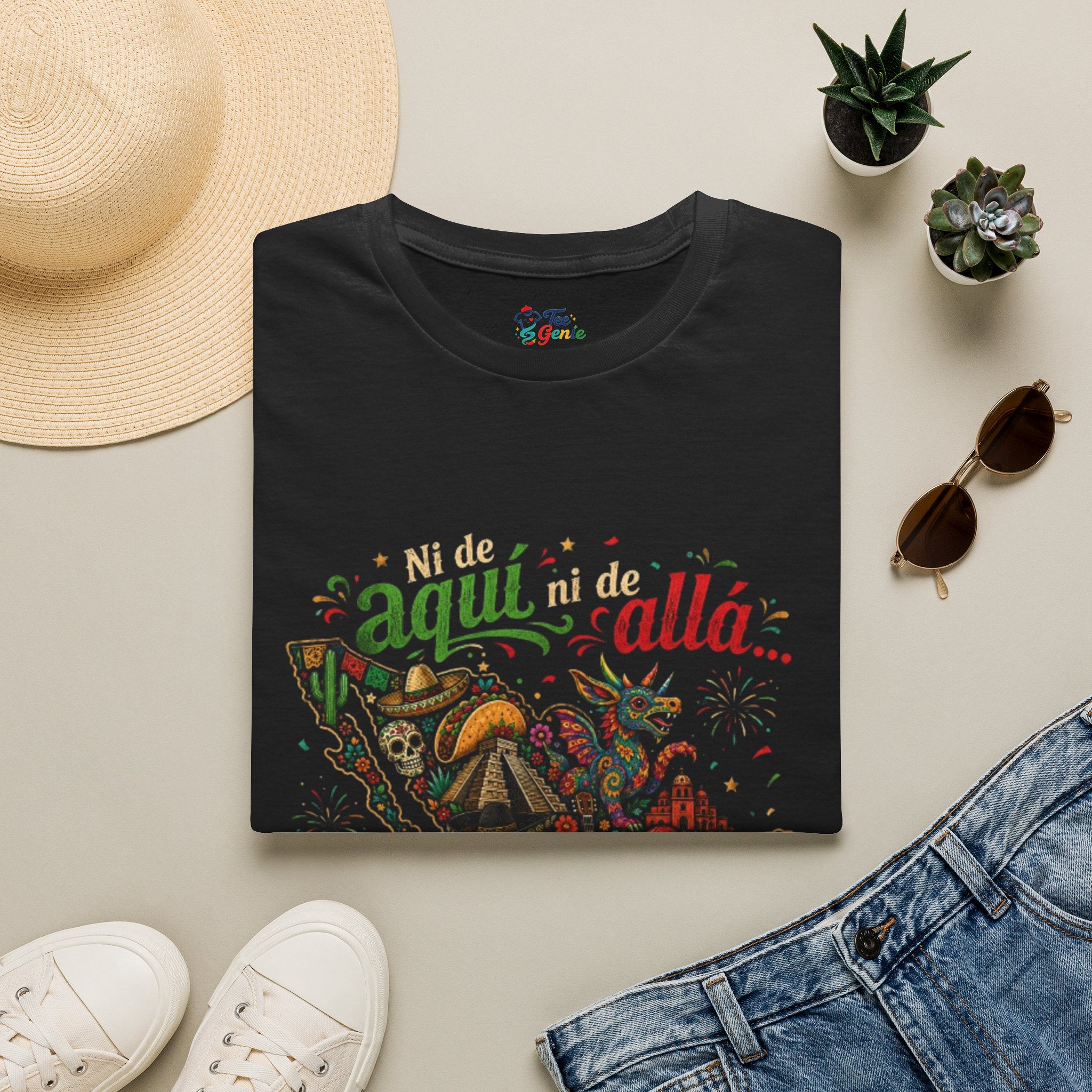 Playera Ni de aqui ni de alla bien mexicano