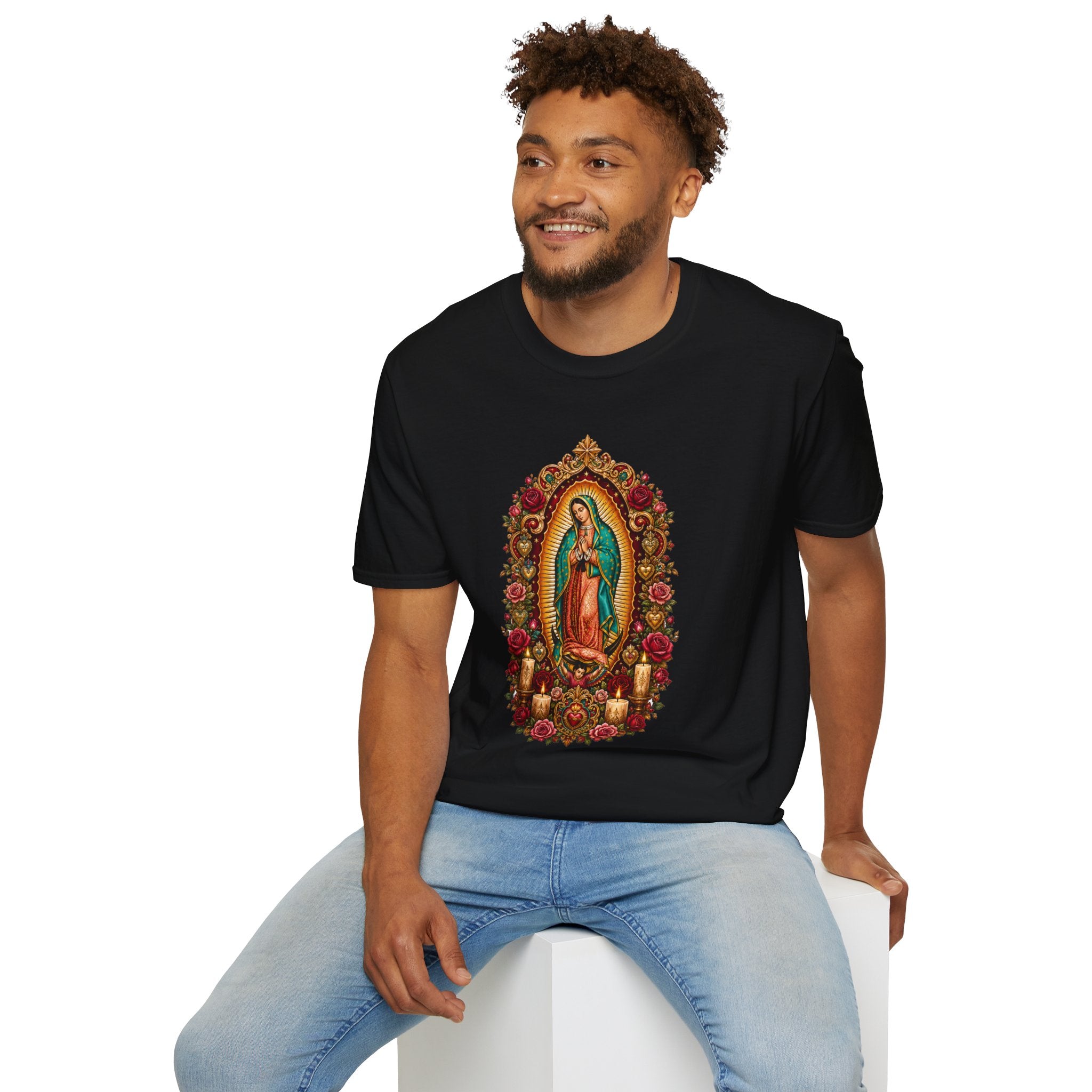 Playera Virgen de Guadalupe con Estrella, Agave y Rosas