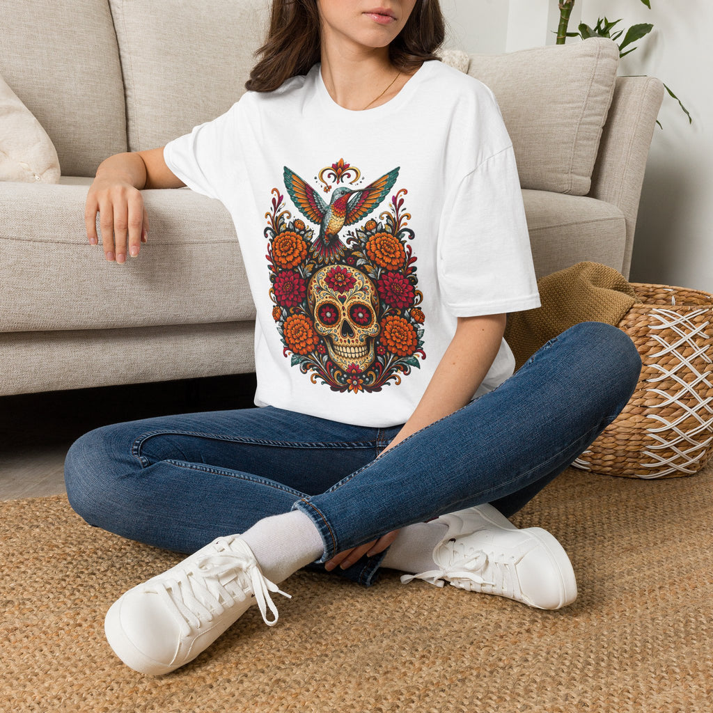 Playera Día de Muertos Colibrí y Calavera