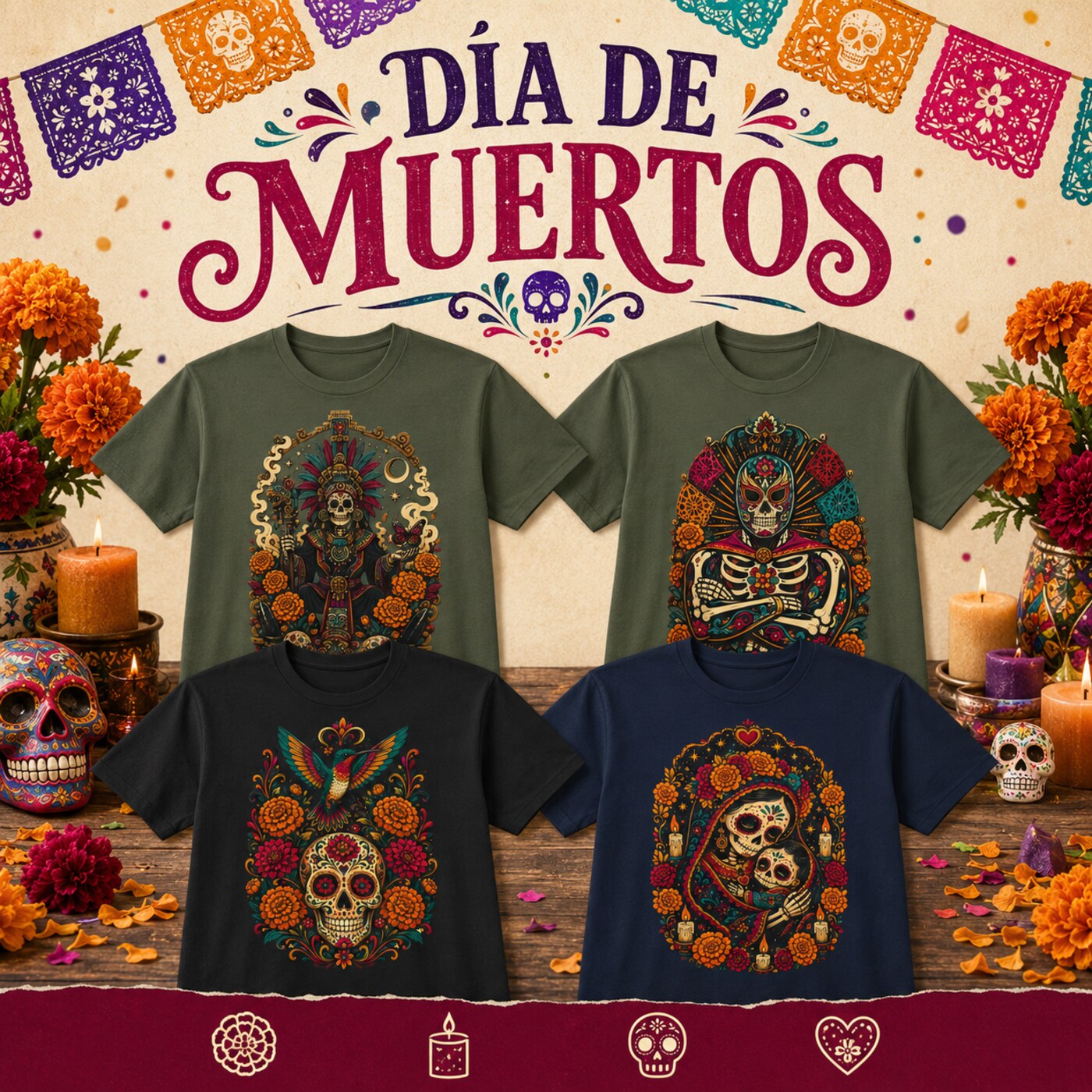 Colección Día de Muertos de Tee-Génie con playeras mexicanas